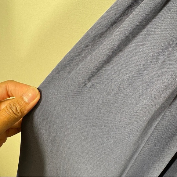 Azazie Bridesmaid Formal Dusty Blue Bow Front Midi Dress No Size Tag - Picture 7 of 16